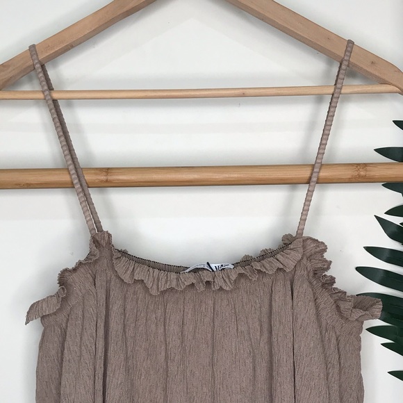 SOLD NWOT Zara Khaki Beige Textured Cami Top Size M - Picture 9 of 11